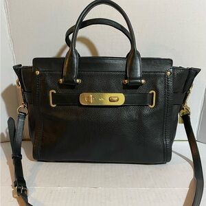 Coach Black Leather Satchel with Gold Hardware